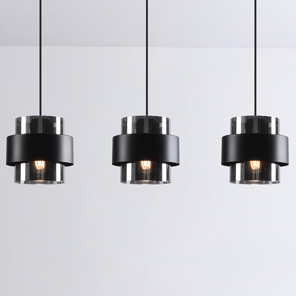 Lampe suspendue moderne avec verre fumé - Faey