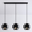 3-lichts hanglamp Faey - smoke glas en zwart langwerpig