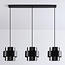 3-lichts hanglamp Faey - smoke glas en zwart langwerpig