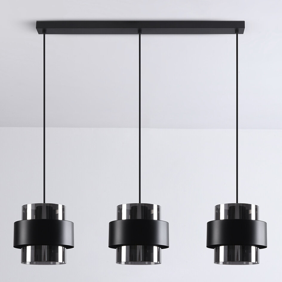 Lampe suspendue moderne avec verre fumé - Faey