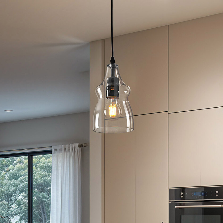 1-lichts hanglamp Trinidad met transparant glas - variant 2