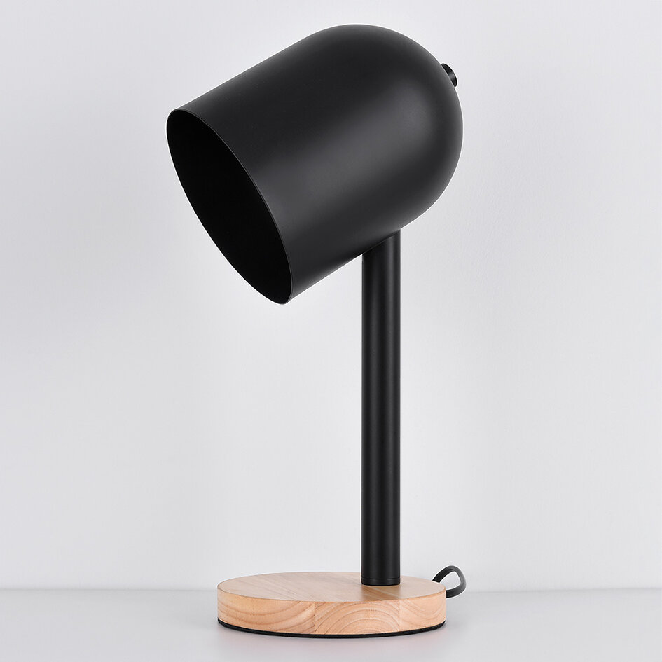 Lampe de table moderne noire avec bois - Spy