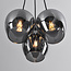Lampe suspendue design noire Ventura avec verre fumé, 3 lumières