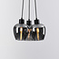 Lampe suspendue design noire Ventura avec verre fumé, 3 lumières