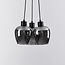 Lampe suspendue design noire Ventura avec verre fumé, 3 lumières