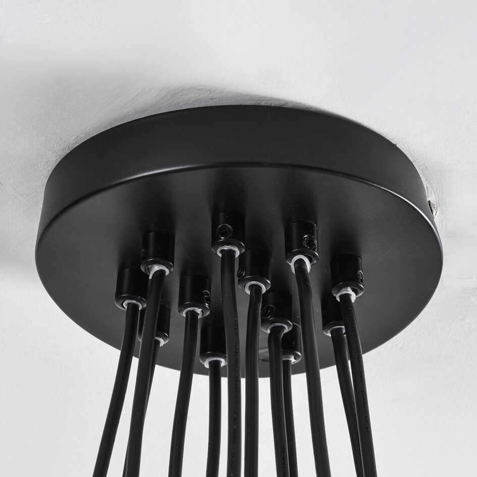 Lampe suspendue design 12 lumières noire avec verre fumé - Ventura