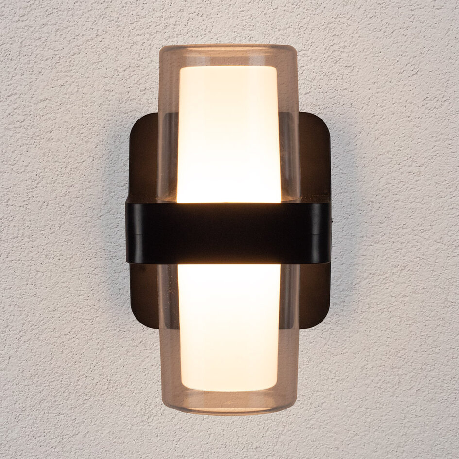 Applique murale extérieure 2 lumières Diona - noire avec LED intégrée