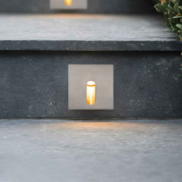 Vierkante inbouw wandlamp met langwerpige opening voor buiten 3W - zilver