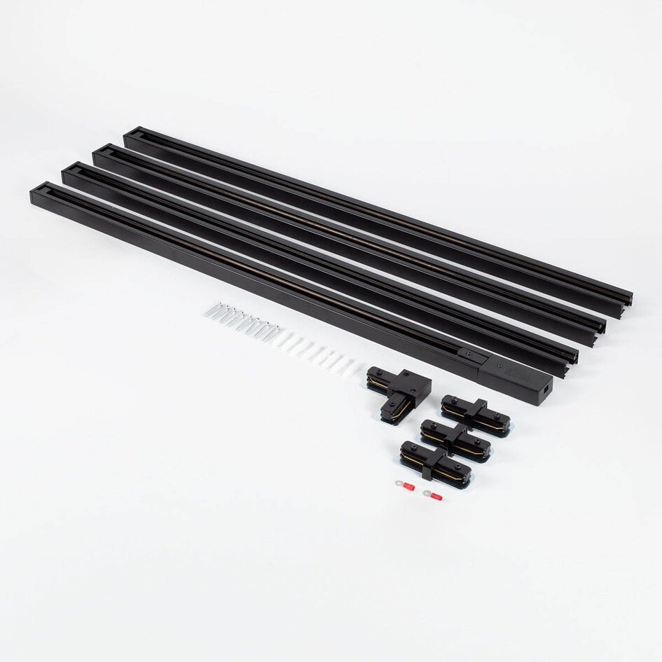 Kit de démarrage de 3 mètres pour éclairage sur rail monophasé - noir