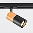 Spot sur rail monophasé noir avec aspect bois acajou - Linn
