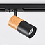 Spot sur rail monophasé noir avec aspect bois acajou - Linn