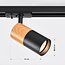 Spot sur rail monophasé noir avec aspect bois acajou - Linn