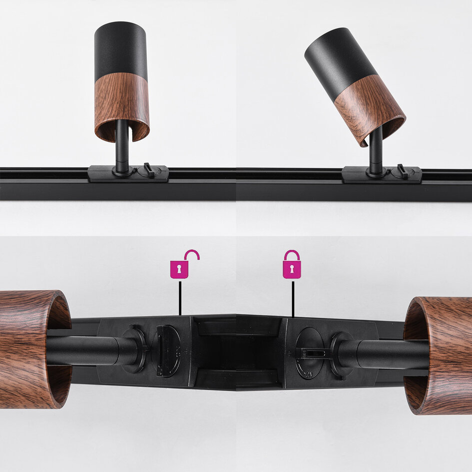 Système de rails moderne triphasés de 3 mètres avec spots Linn