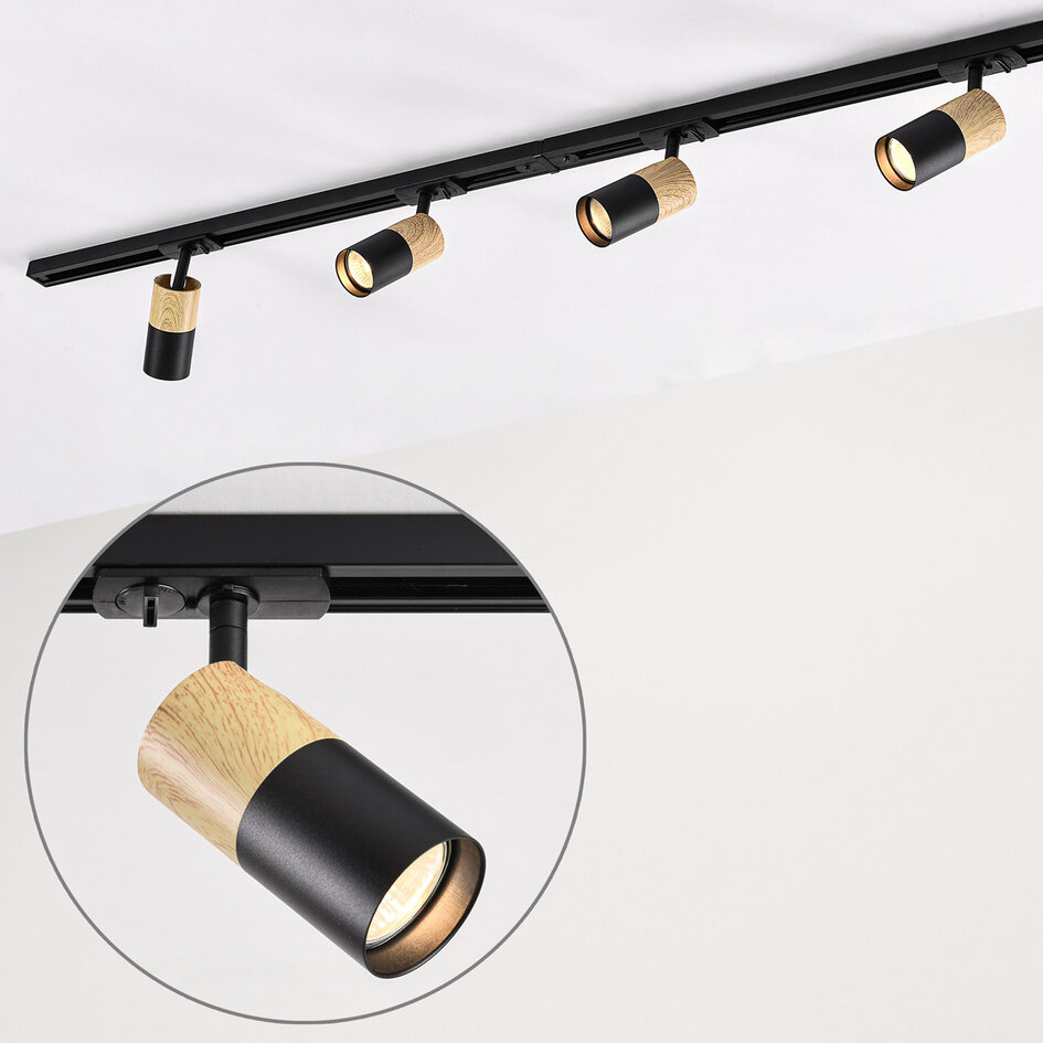 Système de rail monophasé design de 1,5 mètre avec aspect bois de chêne - Linn