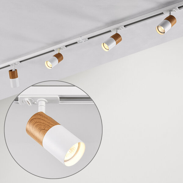 Modern 1-fase railsysteem 1,5 meter wit mahonie houtoptiek - Linn