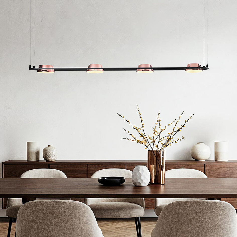 Lampe suspendue moderne avec LED intégrées noir et or rose - Calisto