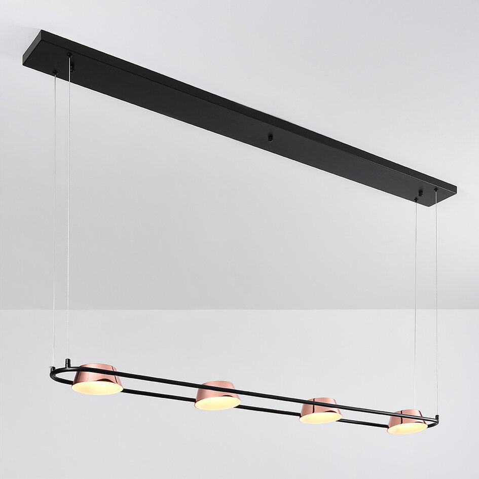 Moderne hanglamp met geïntegreerde LEDs zwart met roségoud - Calisto