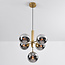Suspension à 5 lumières Kenji - verre fumé effet miroir, doré