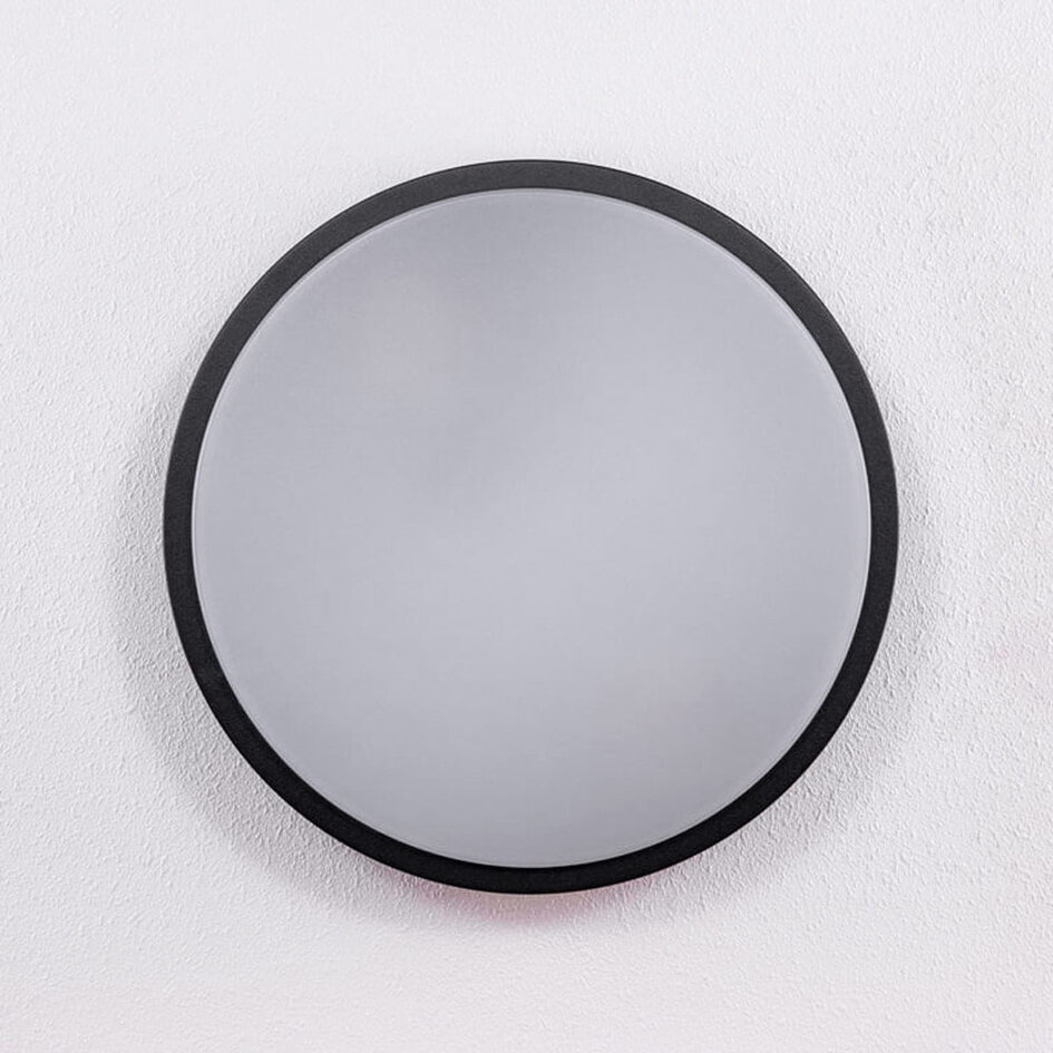 Ronde design muurlamp buiten zwart Ø20 cm - Lea