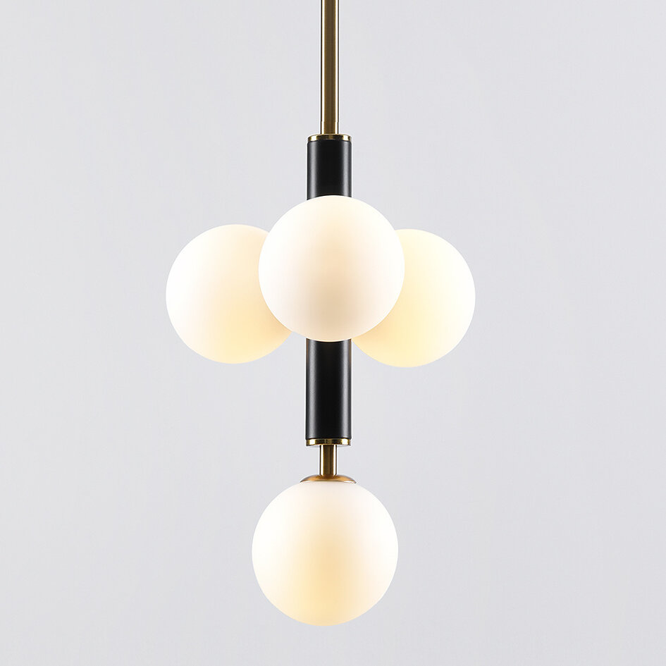 Suspension avec verre blanc laiteux, 4 lumières - Lennard