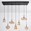 Lampe suspendue 7 lumières noire avec verre ambré - Trinidad