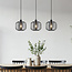 Lampe suspendue Dilan avec verre fumé, 3-lumières - noir
