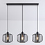 Suspension Dilan 3 lumières en verre fumé - barreaux en métal