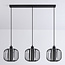Lampe suspendue Dilan avec verre fumé, 3-lumières - noir