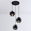 3-lichts hanglamp Fynna - smoke glas en zwart getrapt
