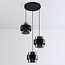 3-lichts hanglamp Fynna - smoke glas en zwart getrapt