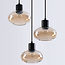 Suspension moderne Vida 3 lumières en verre ambré - noir