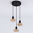 Suspension moderne Vida 3 lumières en verre ambré - noir