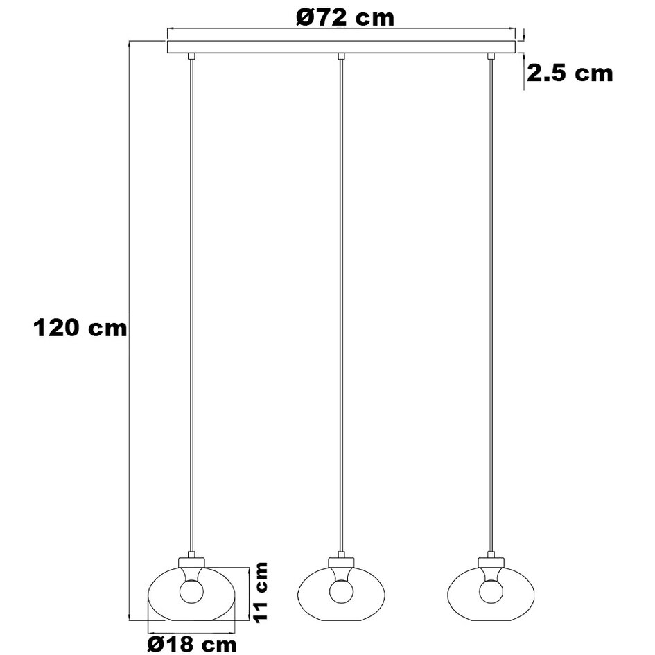Hanglamp Vere met smoke glas, 3-lichts