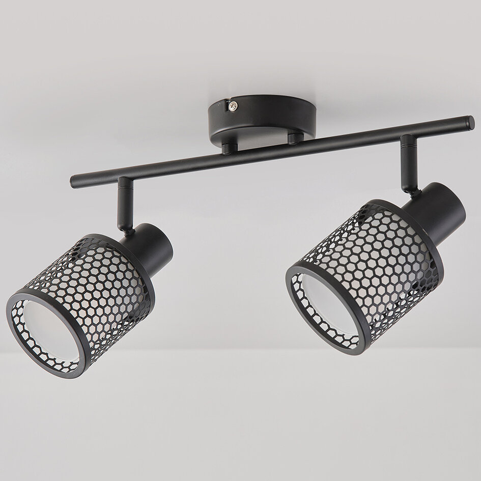 Plafonnier Buchi 2 lumières - noir au design en nid d'abeille