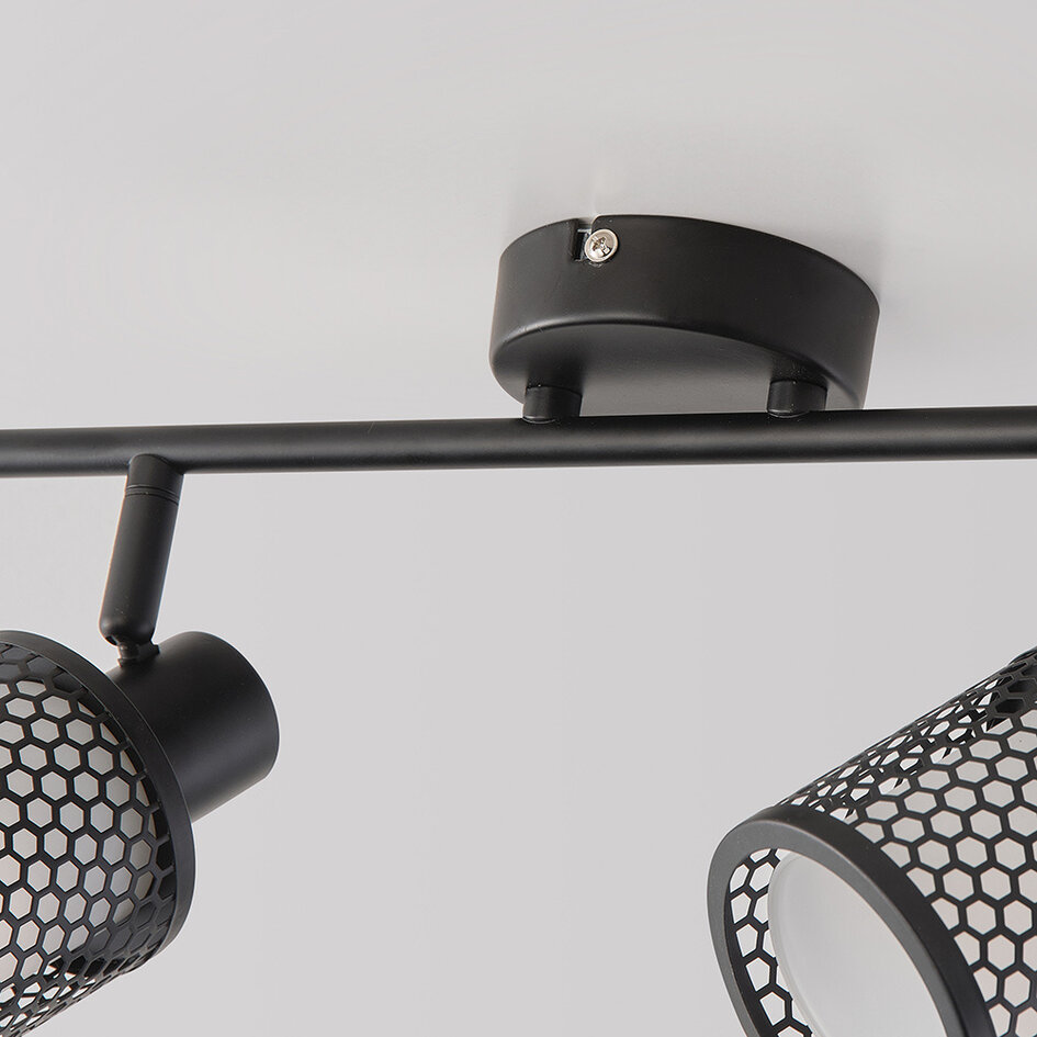 Plafonnier Buchi 2 lumières - noir au design en nid d'abeille