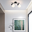 Plafonnier noir Phiene avec 2 spots en verre blanc laiteux orientables