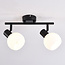 Plafonnier noir Phiene avec 2 spots en verre blanc laiteux orientables