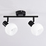 Plafonnier noir Phiene avec 2 spots en verre blanc laiteux orientables