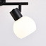 Plafonnier noir Phiene avec 2 spots en verre blanc laiteux orientables