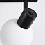 Plafonnier noir Phiene avec 2 spots en verre blanc laiteux orientables