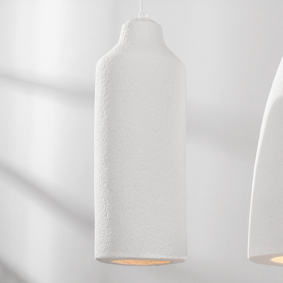 Lampe suspendue moderne Wabi Sabi avec effet pierre blanche, 3 lumières - Iki