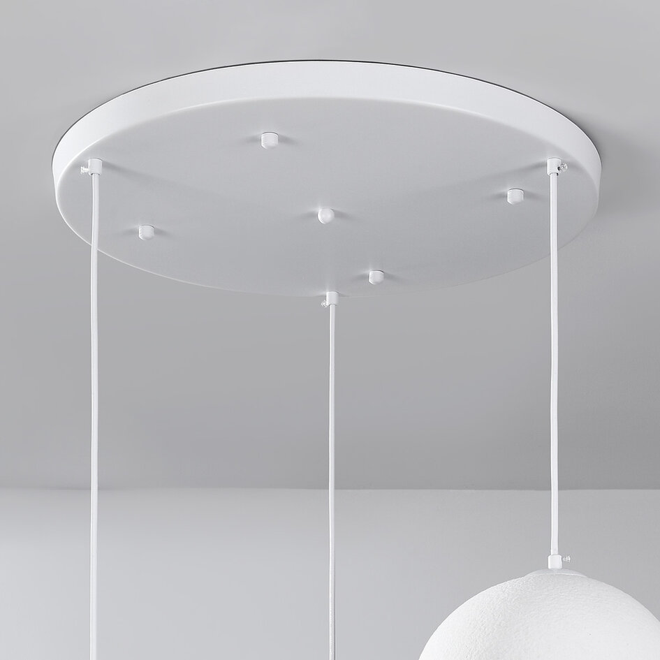 Lampe suspendue Wabi Sabi Ishi à 3 lumières avec effet pierre blanche - 3 x 30 cm