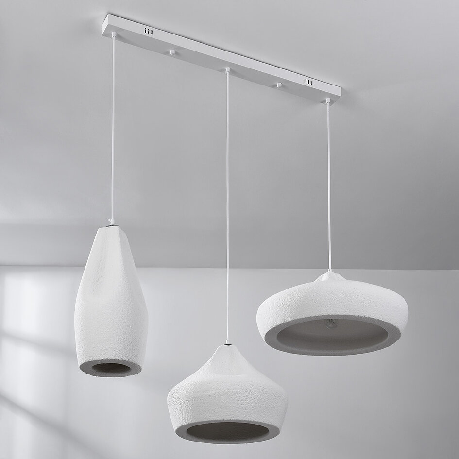 Moderne hanglamp wit in Wabi Sabi stijl, 3-lichts - Kaze