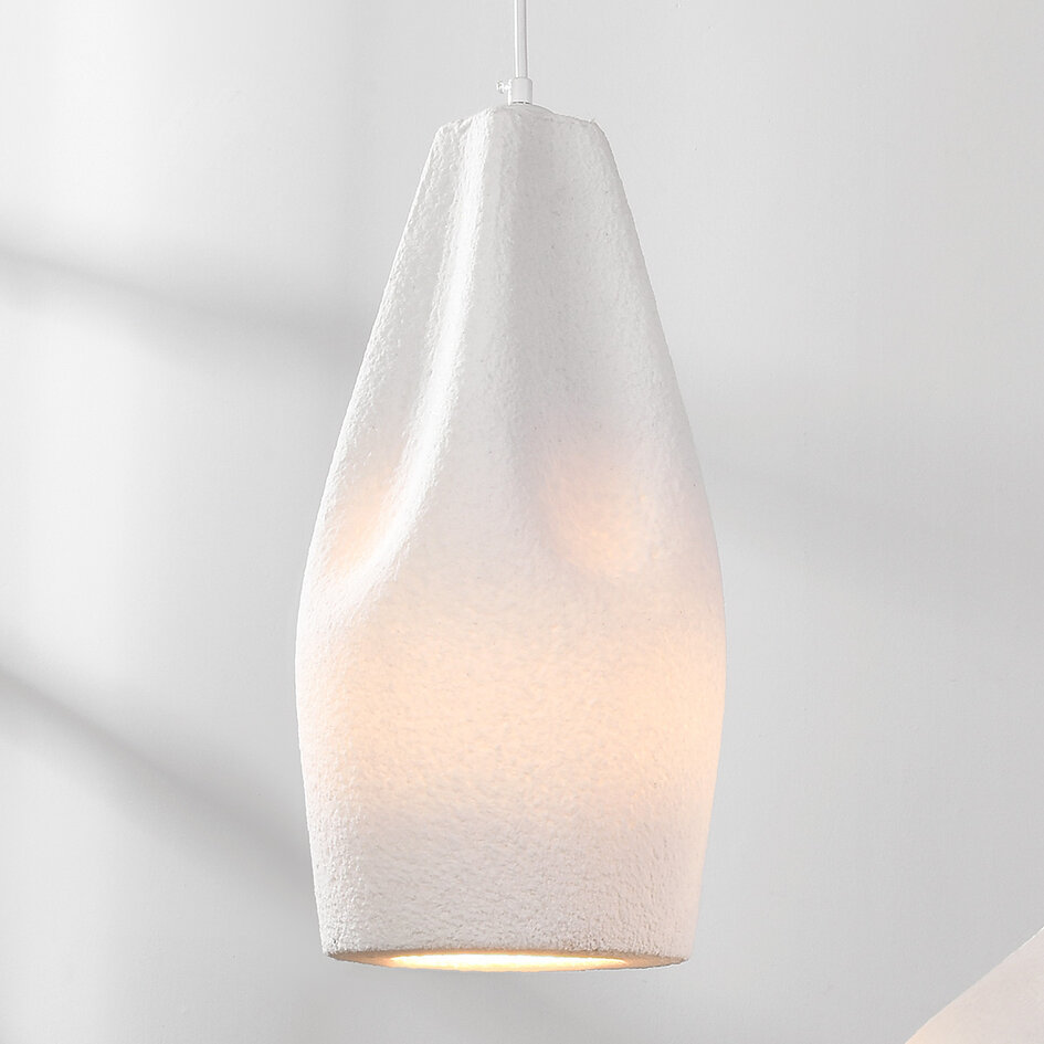 Lampe suspendue moderne blanche dans le style Wabi Sabi, 3 lumières - Kaze