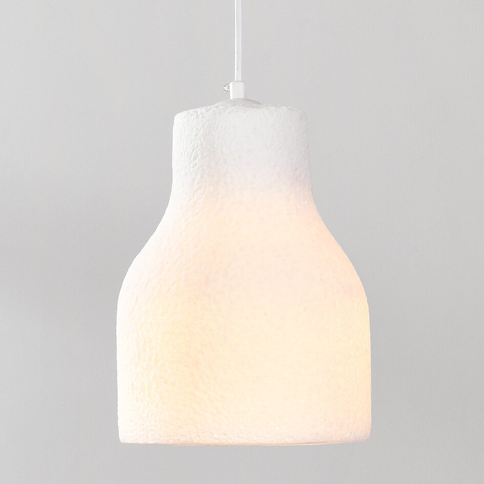 Minimalistische hanglamp Haru Ø18 cm in Wabi Sabi stijl - wit steenmotief
