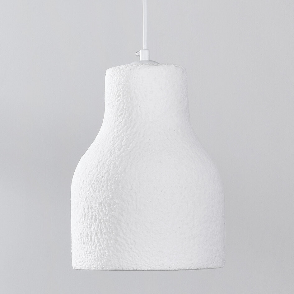 Minimalistische hanglamp Haru Ø18 cm in Wabi Sabi stijl - wit steenmotief