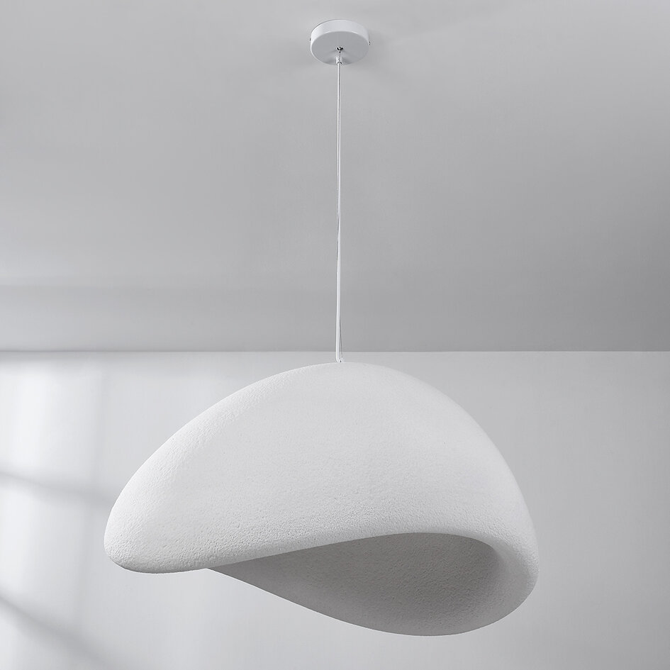 Lampe suspendue Wabi Sabi Cemento effet pierre blanche - 80 x 64 cm