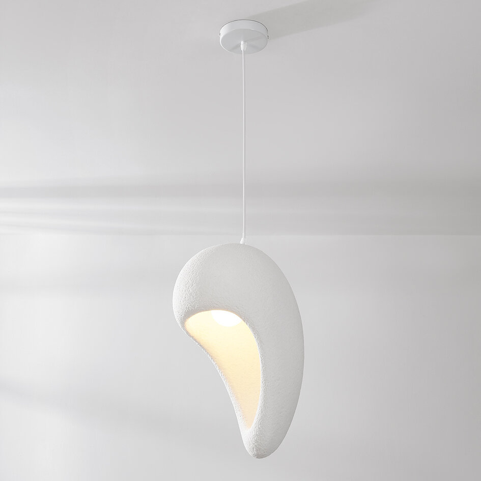 Suspension Wabi Sabi Hana avec effet pierre blanche - Ø28 x 50 cm