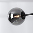 8-lichts plafondlamp Oito - zwart en smoke glas