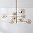 Plafondlamp Oito goud met amber glas, 8-lichts